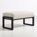 Pouf contenitore rivestito in tessuto, colore beige chiaro