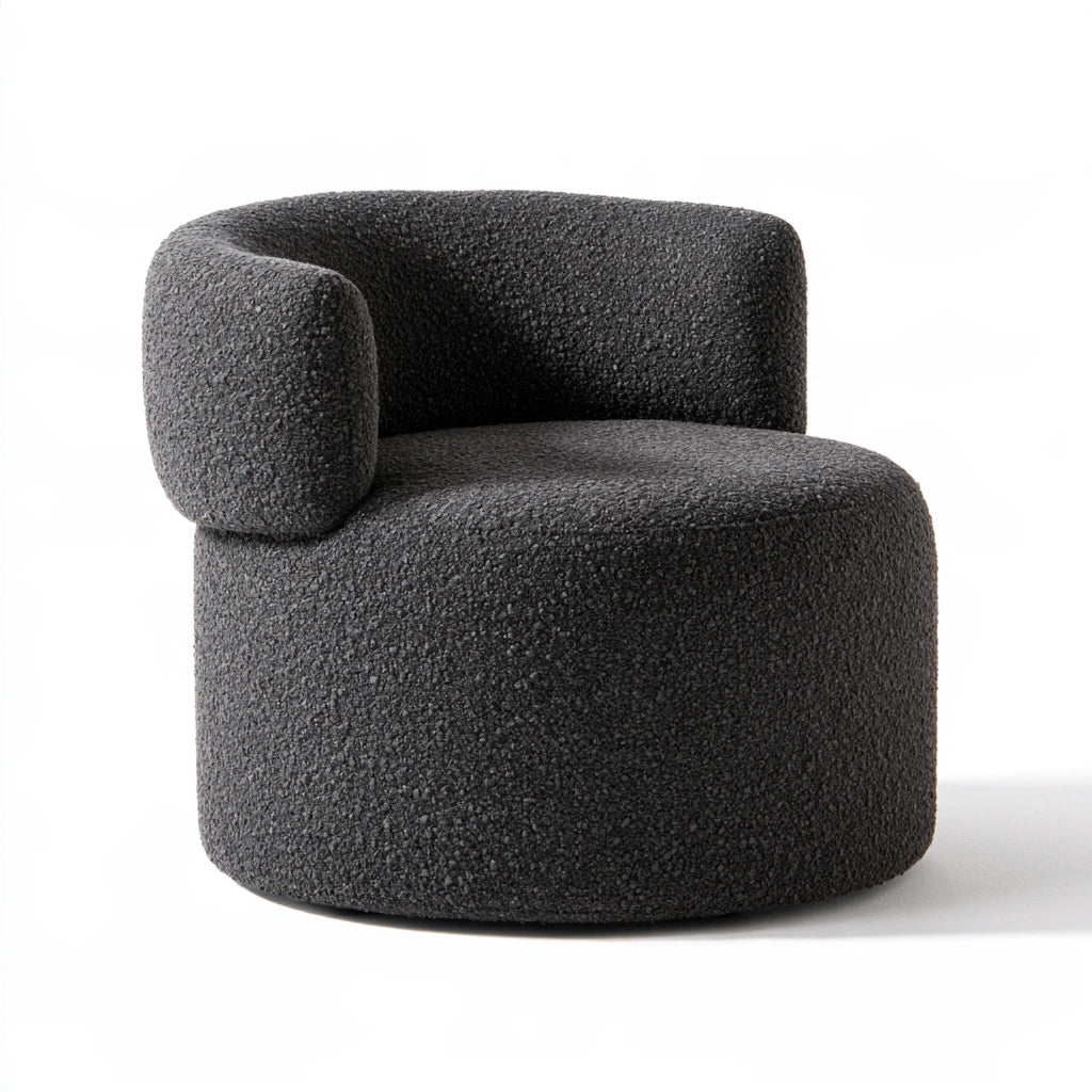 Poltrona d'accento in tessuto bouclé, colore grigio scuro
