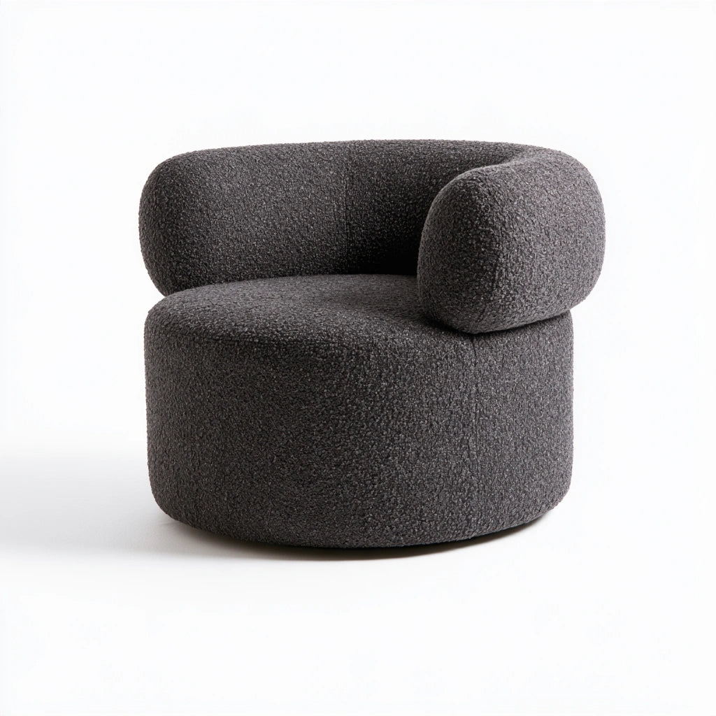 Poltrona d'accento in tessuto bouclé, colore grigio scuro